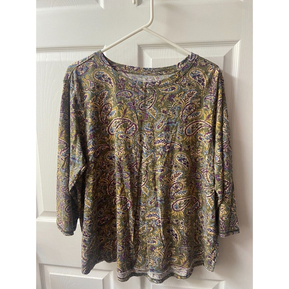 Westbound Woman Knit Top Purple Paisley Plus Size 2X Tagless